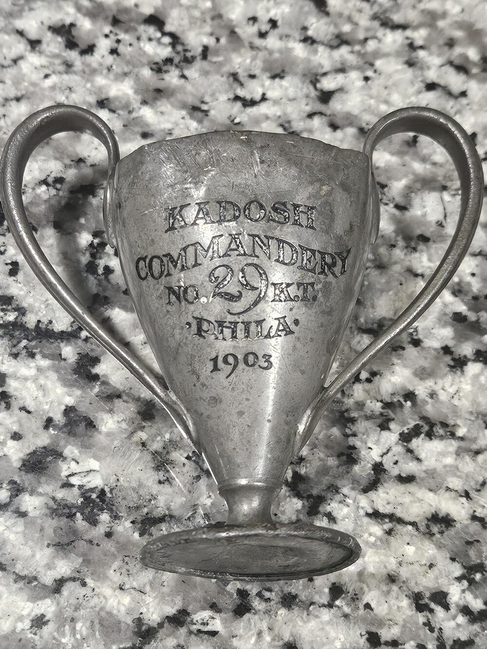 Antique 1903 Kadosh Commandery No. 29 Masonic Knights Templar Pewter Trophy Cup